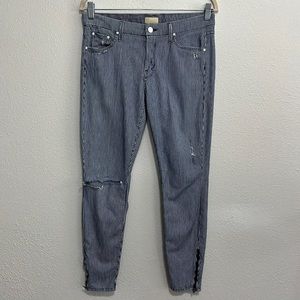 Mother the looker ankle zip on the road blue and white stripe jeans size 30